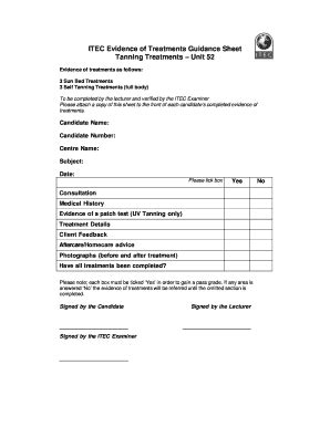 Fillable Online Treatment Evidence Guidance Form Itec Fax Email Print