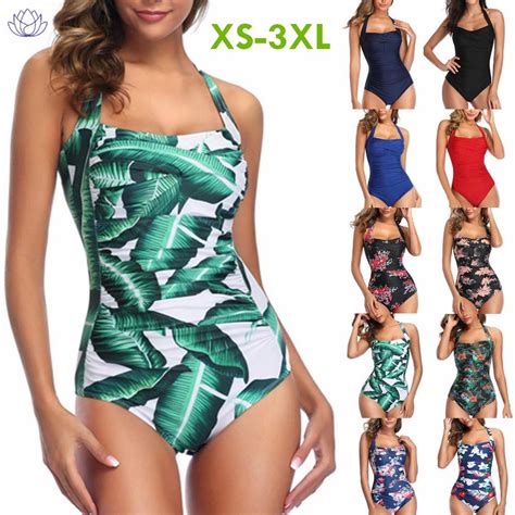 Cheap Women One Piece Push Up Padded Bikini Swimsuit Swimwear Bathing