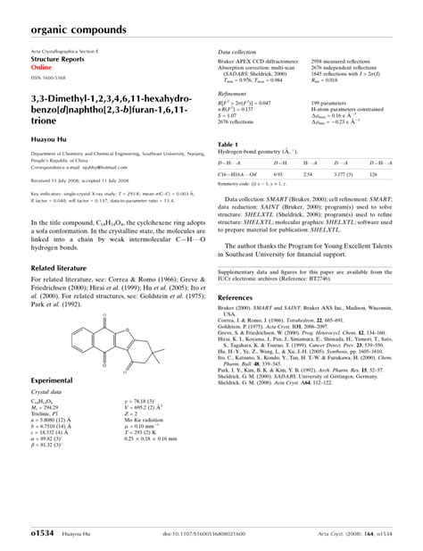 Pdf Dimethyl Hexahydrobenzo D Naphtho B Furan