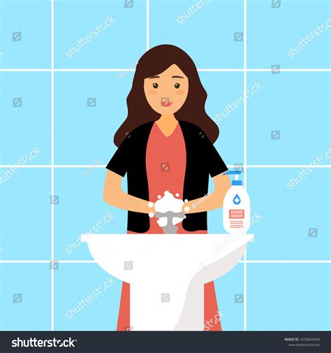 Woman Washing Her Hands Sink Concept Stock Vector Royalty Free