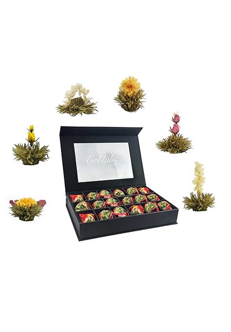 Creano Blooming Tea Gift Set In Stylish Wooden Tea Box 12pcs