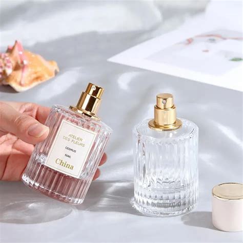 Luxury Striped Perfume Bottle 30ml 50ml Empty Glass Perfume Bottles