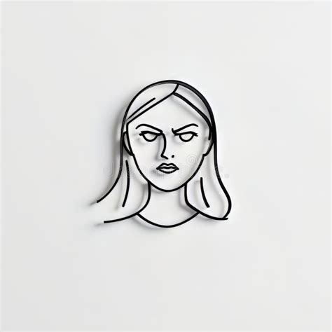 Line Drawing of a Woman Displays an Angry Facial Expression Stock Illustration - Illustration of ...
