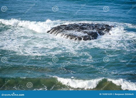 Water Wave Hitting Giant Rock In The Sea Stock Image Image Of Black