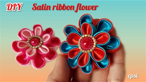 Diy Satin Ribbon Flower How To Make Satin Ribbon Easy Tutorial