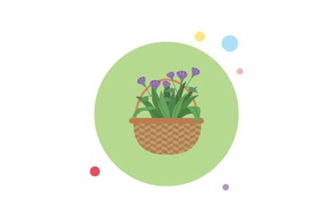 Spring Flower Basket 10 Circle Bubble Graphic By Goodmantisid