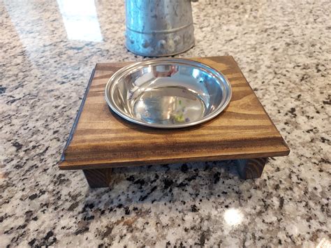 Raised Cat Bowl Stand Rustic Wood Cat Feeder Single Cat Feeder - Etsy