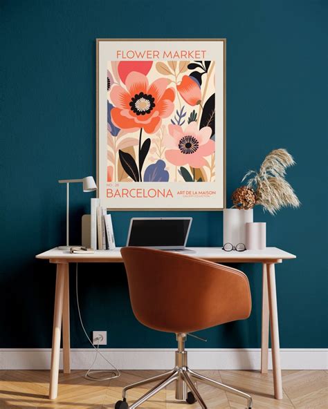 Blumenmarkt Druck Botanische Wandkunst Blumendekor Poster