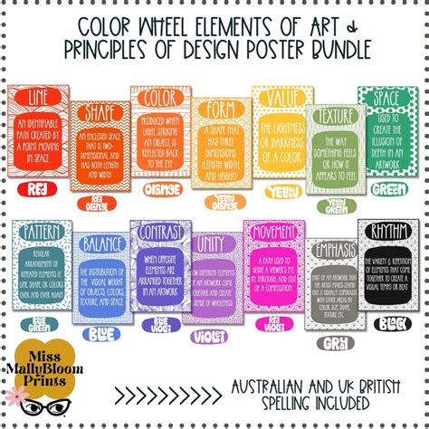 Color Wheel Elements Of Art Classroom Decor Bundle Principles Etsy