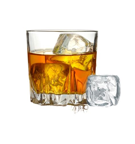 Isolated White Background Whiskey Glass With Ice Cocktail Isolated Brandy Liquid Png