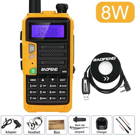 Tri Band Walkie Talkie Baofeng UV 5R Pro Power 8W 128 Channels Two Way