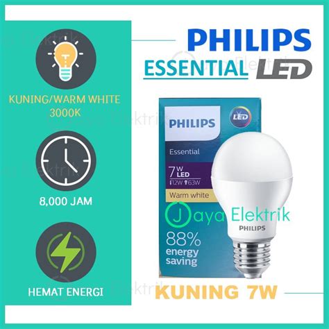 Jual Lampu Philips LED Essential 7W Kuning Warm White 3000K 7 Watt 7 W