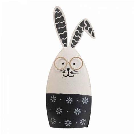 Floristik Fr Lapin De P Ques Lapin Noir Et Blanc Avec Des Lunettes En