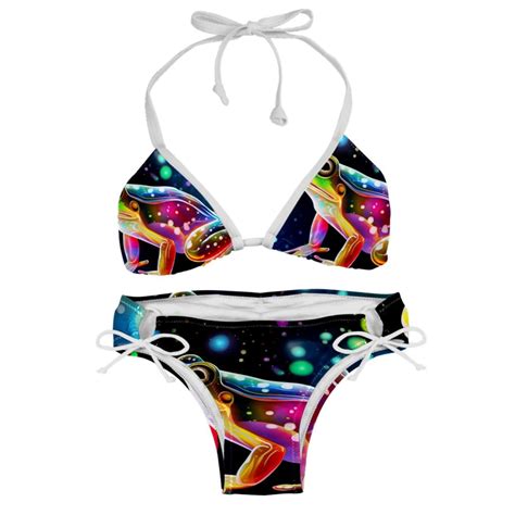 Starry Sky Frog Detachable Sponge Adjustable Strap Bikini Set Two Pack