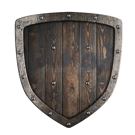 Medieval Vikings Round Wooden Shield Isolated Stock Photo Image Of