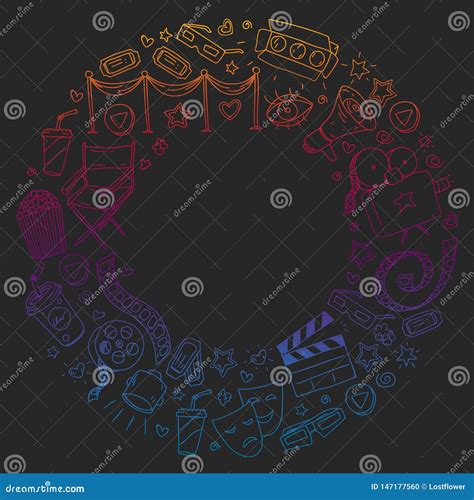 Modelo Del Cine Con Los Iconos Del Vector Pel Cula Televisi N Teatro