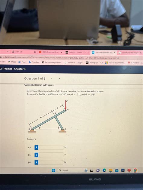 Solved Determine The Magnitudes Of All Pin Reactions For