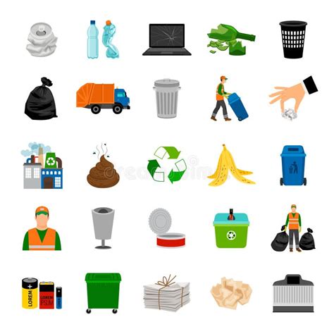 Iconos Del Reciclaje De Residuos De La Basura En Color Ilustración del