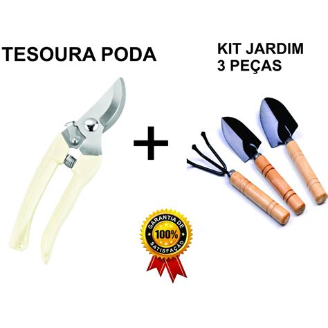 Kit Jardinagem Ferramentas Para Jardim Tesoura Alicate De Poda Mini