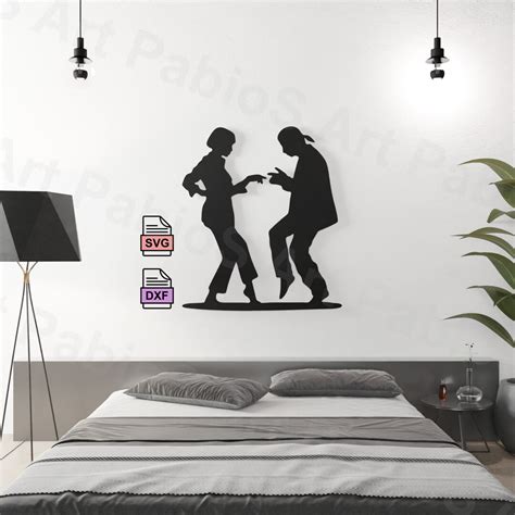 Pulp Fiction Dance Wall Art Laser Cut Svg File Home Decor Vector