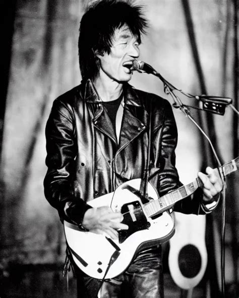 Sixty Years Old Viktor Tsoi With Guitar In His Hands Stable Diffusion