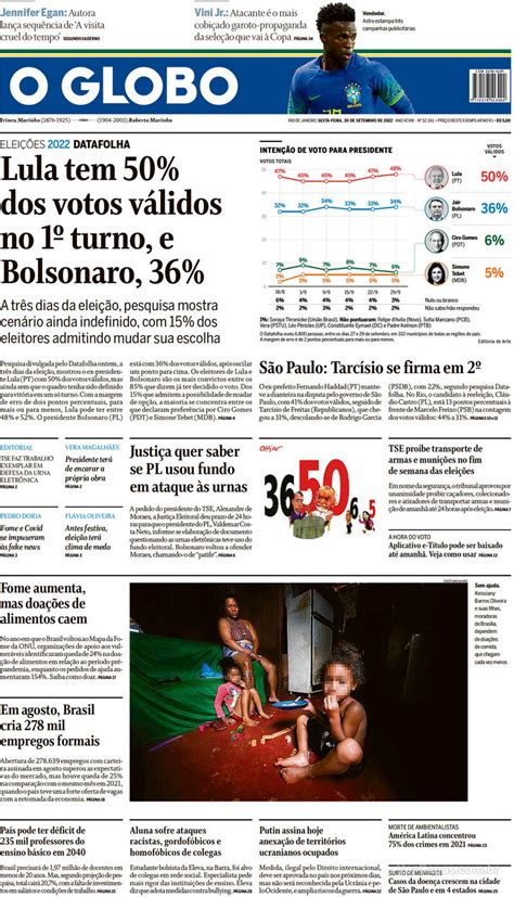 Capa O Globo Segunda De Novembro De