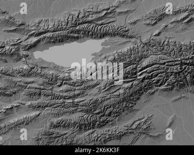 Ysyk-Kol, province of Kyrgyzstan. Elevation map colored in wiki style ...