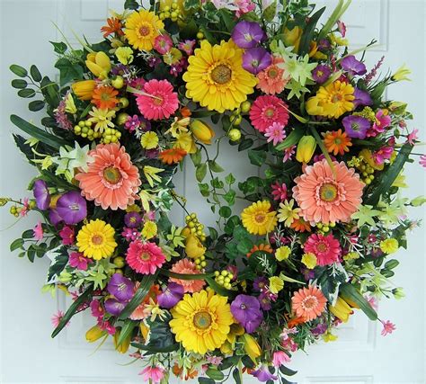 Front Door Spring Wreath Spring Door Wreaths Spring Floral Wreath