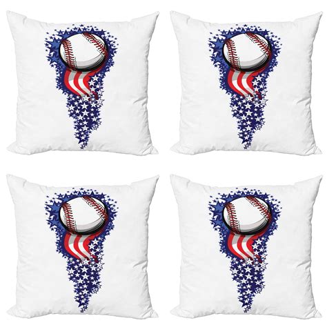 Sports Throw Pillow Cushion Case Pack Of 4 Stars And Stripes Fireworks