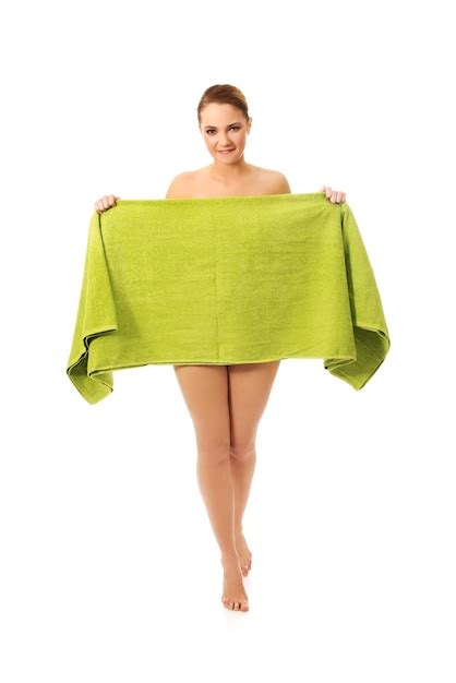 Premium Photo Portrait Of Naked Woman Covering With Green Towel