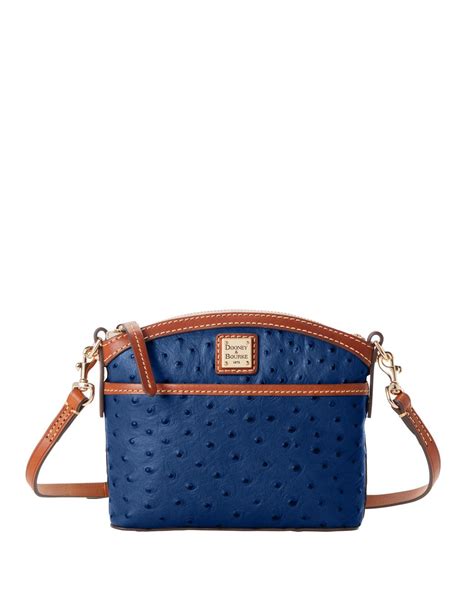 Dooney & Bourke Leather Ostrich Domed Crossbody in Navy (Blue) | Lyst