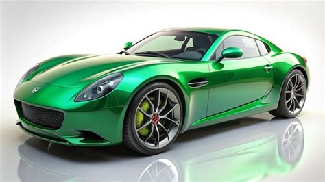 A Green Sports Car With A Black Rim And A Red Rim Premium Ai