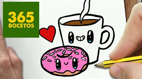 Como Dibujar Cafe Y Donut Kawaii Paso A Paso Dibujos Kawaii Faciles