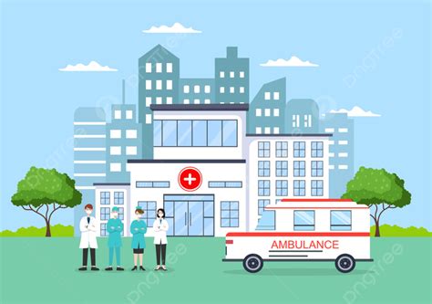 Hospital Building For Healthcare Cartoon Background Vector Illustration ...