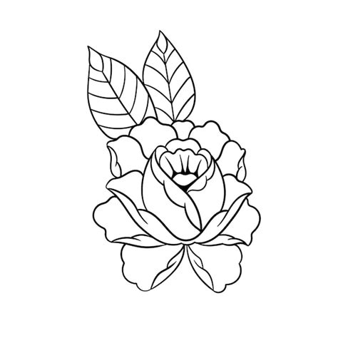 Premium Vector | Hand drawn illustration of traditional rose tattoo outline