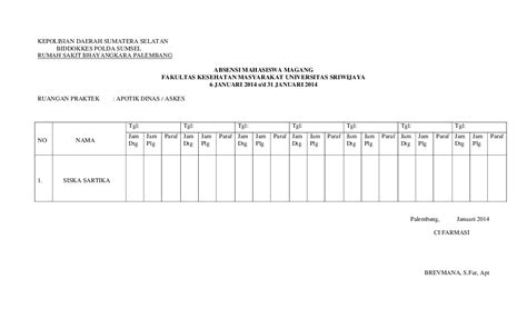 Detail Contoh Absen Magang Koleksi Nomer 15