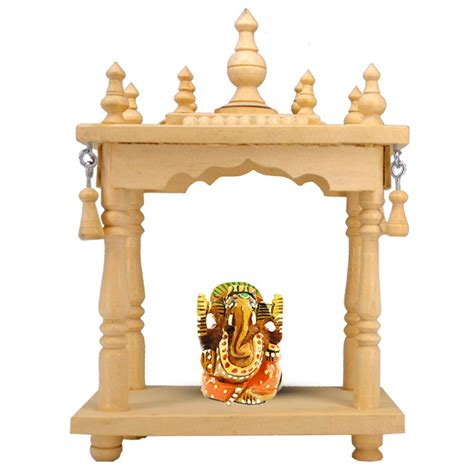 Buy Santarms Wooden Ganesh Ji Murti With Pooja Mandir For Home Decor