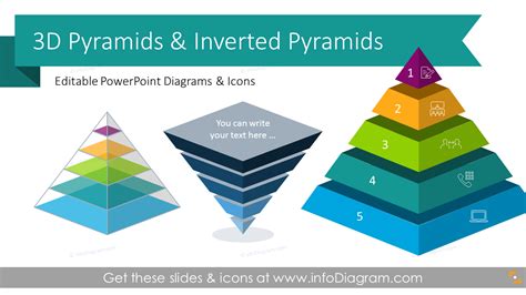 12 Professional 3d Flat Pyramid Charts To Show Levels Layer Hierarchy Vision Mission Goals