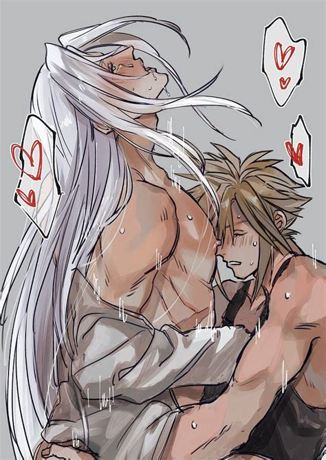 Final Fantasy Game Porn Partially Clothed Cloud Strife Looking Up Color Yaoi Valorant