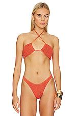 Bond Eye Margarita Bandeau Bikini Top In Coral Lurex Revolve