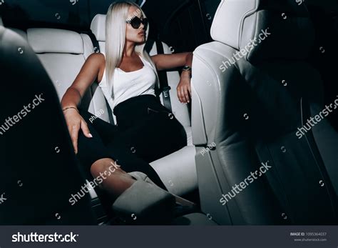 Blonde Long Legs Leather White Salonblonde Stock Photo Edit Now