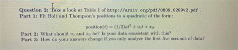 Take Question 2: Take a look at Table 1 of | Chegg.com 