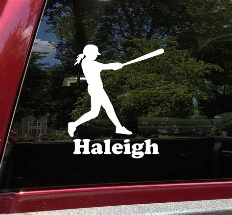 Softball Player Vinyl Decal With Custom Personalized Name Batter