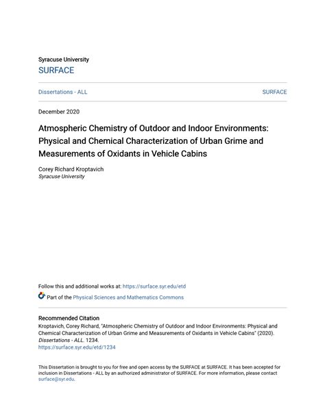 Atmospheric Chemistry Of Outdoor And Indoor Environments Physical And