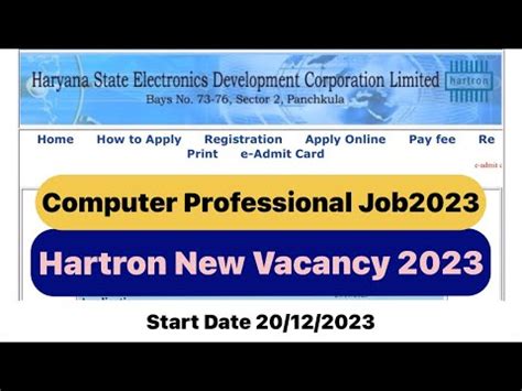 Hartron Computer Professional Jobs Haryana New Vacancy Youtube