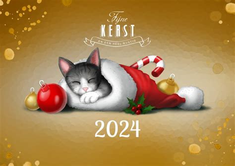 Kerstkaart Kitten In Kerstmuts Kerstkaarten Kaartje Go