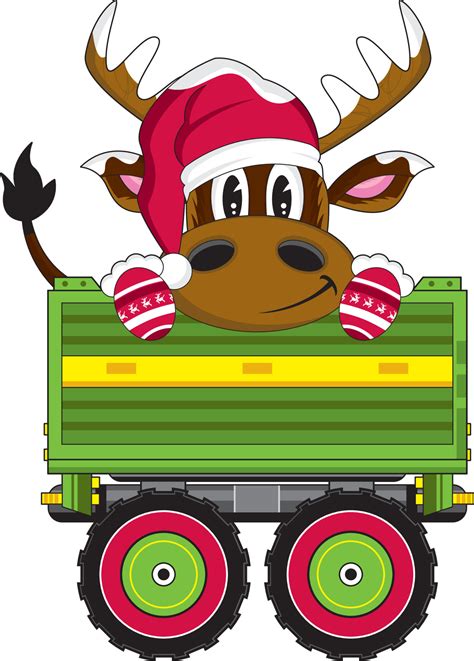 Cartoon Santa Claus Christmas Reindeer in Trailer 21740439 Vector Art ...