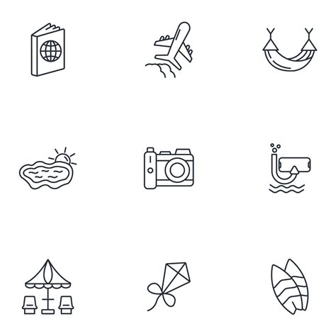 Sommerferien Icons Gesetzt Sommerferien Packsymbol Vektorelemente F R