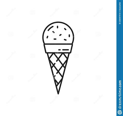 Colher De Sorvete Em Wafffle Cone De Mesa Fina Ilustração do Vetor