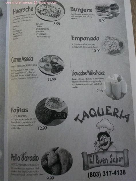 Online Menu Of Taqueria El Buen Sabor Restaurant Johnston South